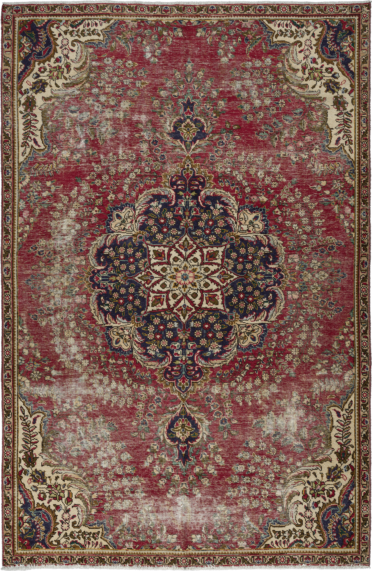 Modern Tabriz Rectangle Red Rug 6×9 Wool-Cotton