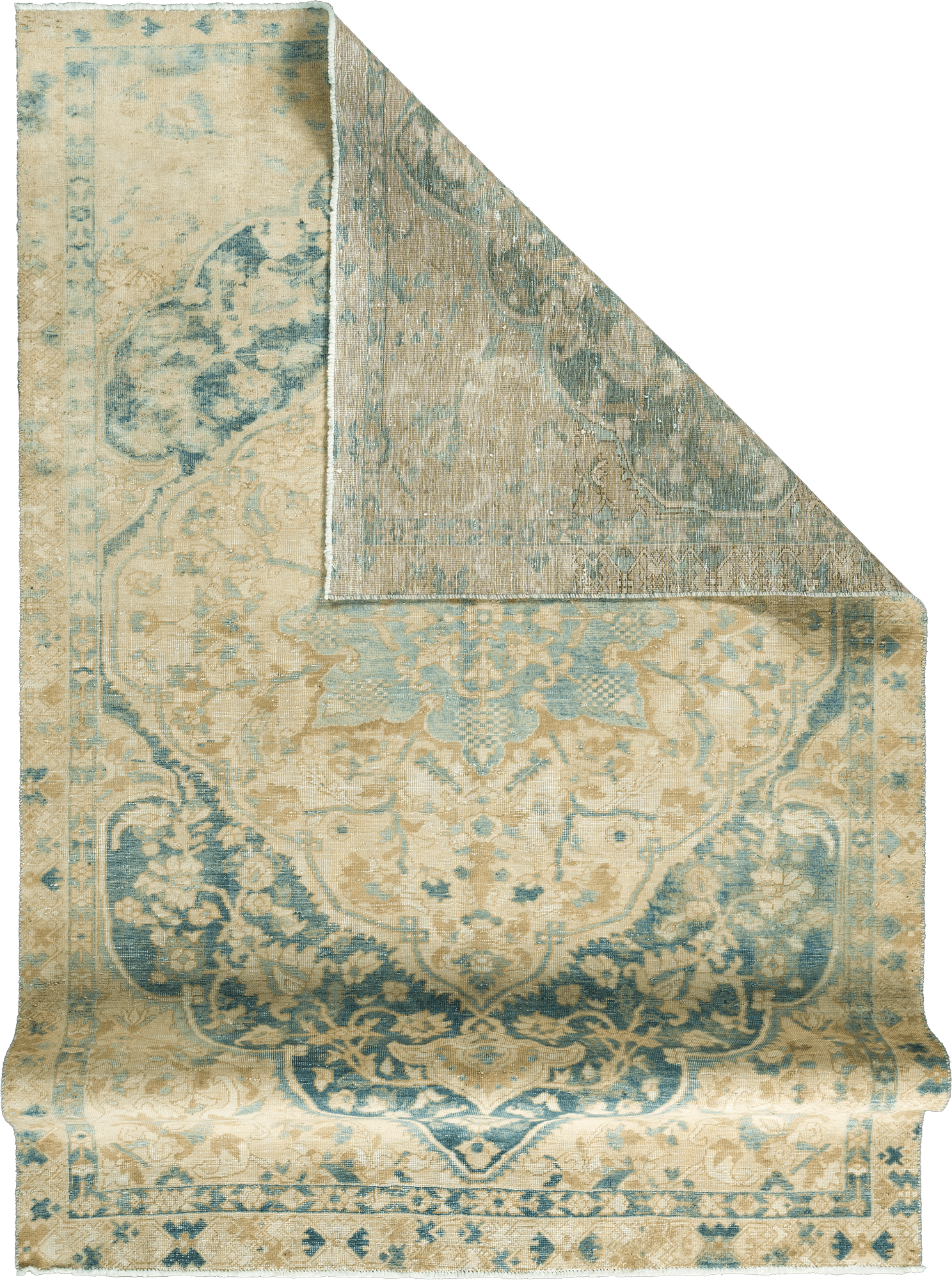 Modern Tabriz Rectangle Beige Rug 6×9 Wool-Cotton