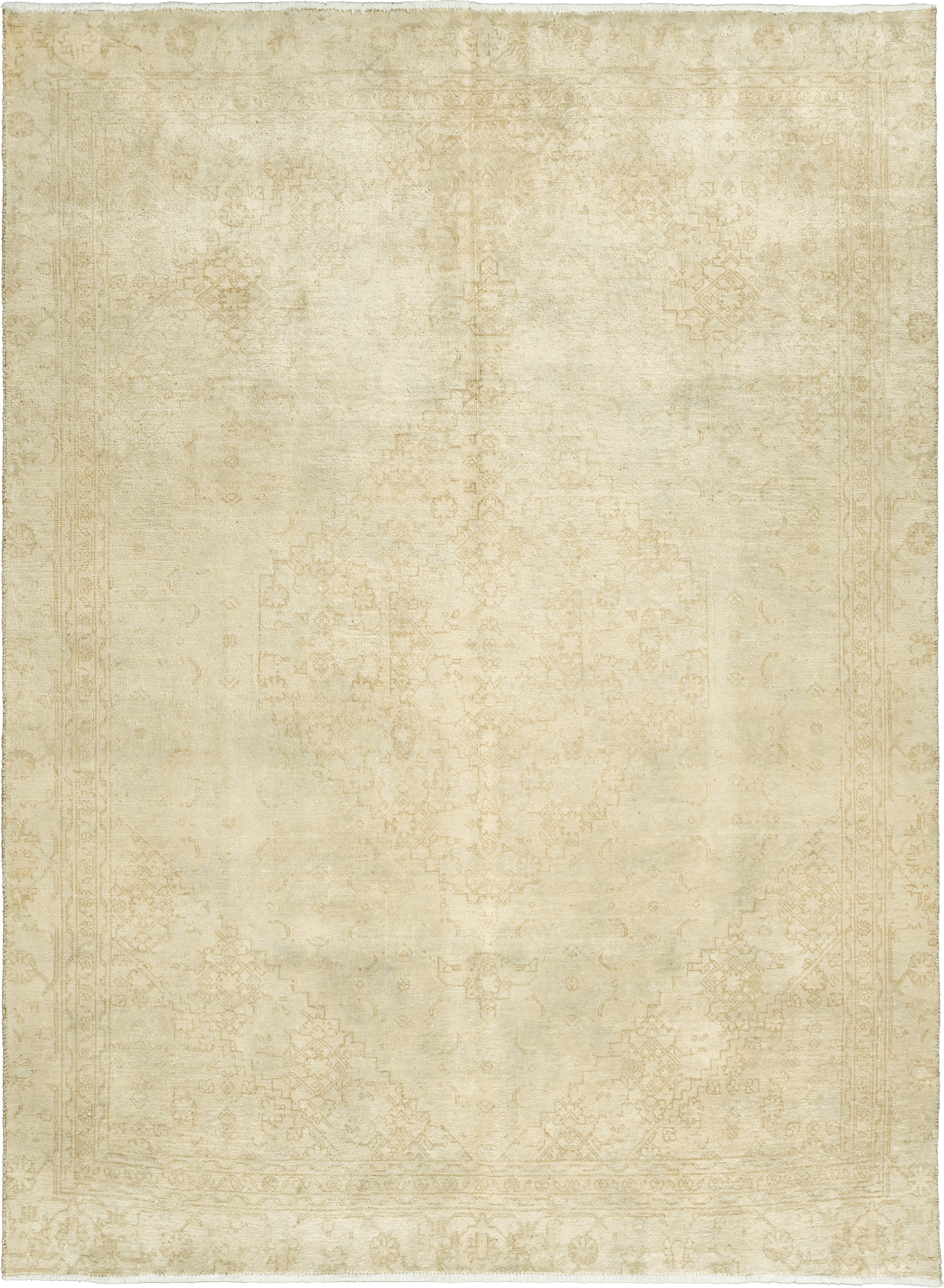 Modern Tabriz Rectangle Beige Rug 6×8 Wool-Cotton