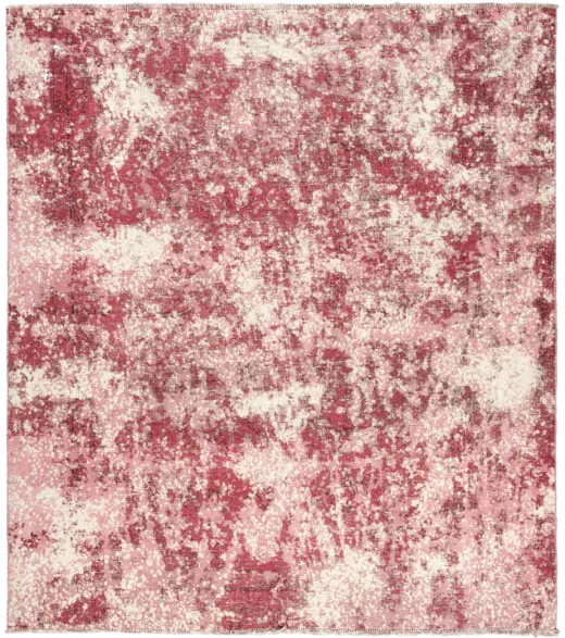 Colorful Vintage Tabriz Square Red Rug 7×8 Wool-Cotton