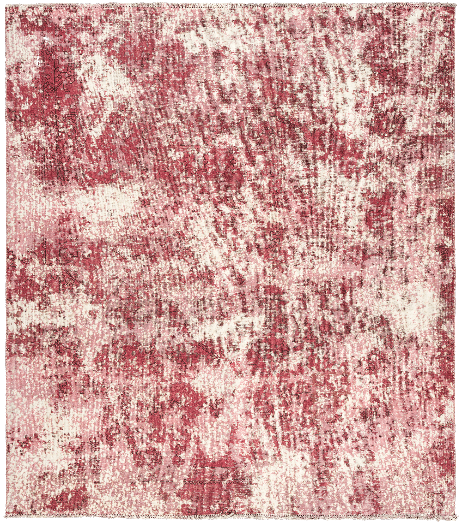 Colorful Vintage Tabriz Square Red Rug 7×8 Wool-Cotton