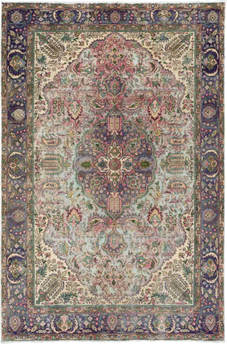 Patina Tabriz Rectangle Blue Rug 6×10 Wool-Cotton
