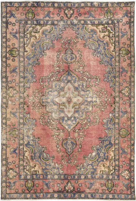 Patina Tabriz Rectangle Pink Rug 6×9 Wool-Cotton