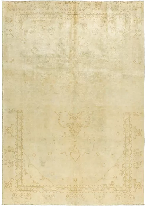 Modern Tabriz Rectangle Beige Rug 6×9 Wool-Cotton