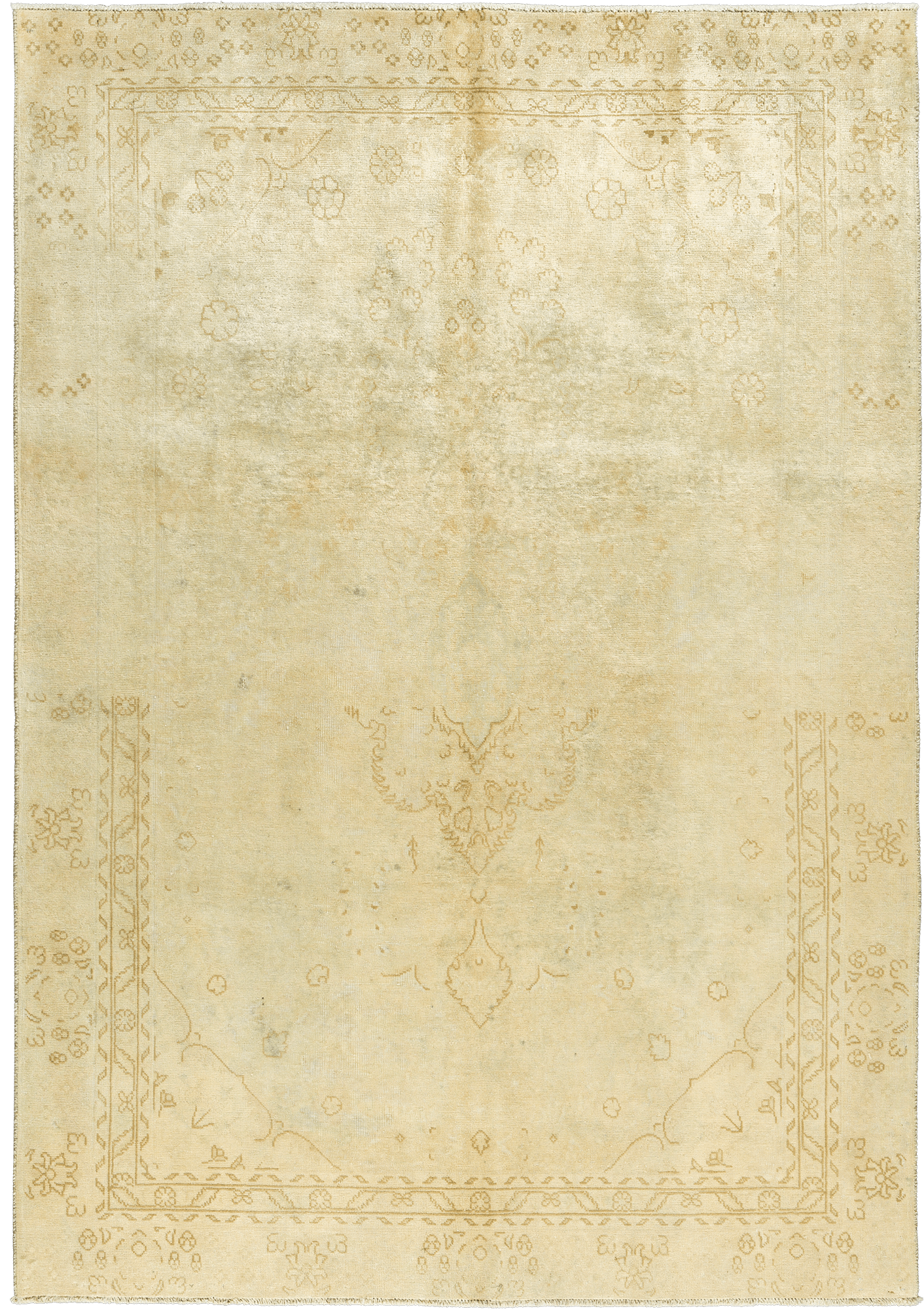 Modern Tabriz Rectangle Beige Rug 6×9 Wool-Cotton