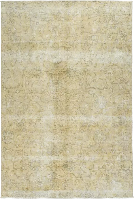Modern Tabriz Rectangle Beige Rug 6×8 Wool-Cotton