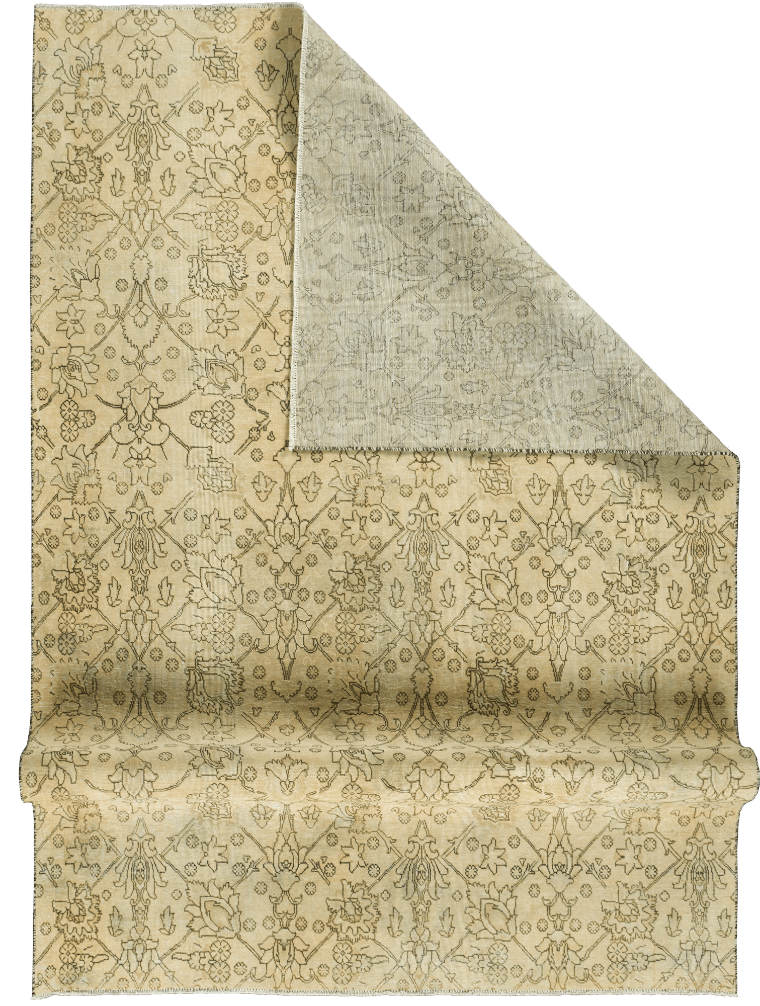 Modern Tabriz Rectangle Beige Rug 6×10 Wool-Cotton