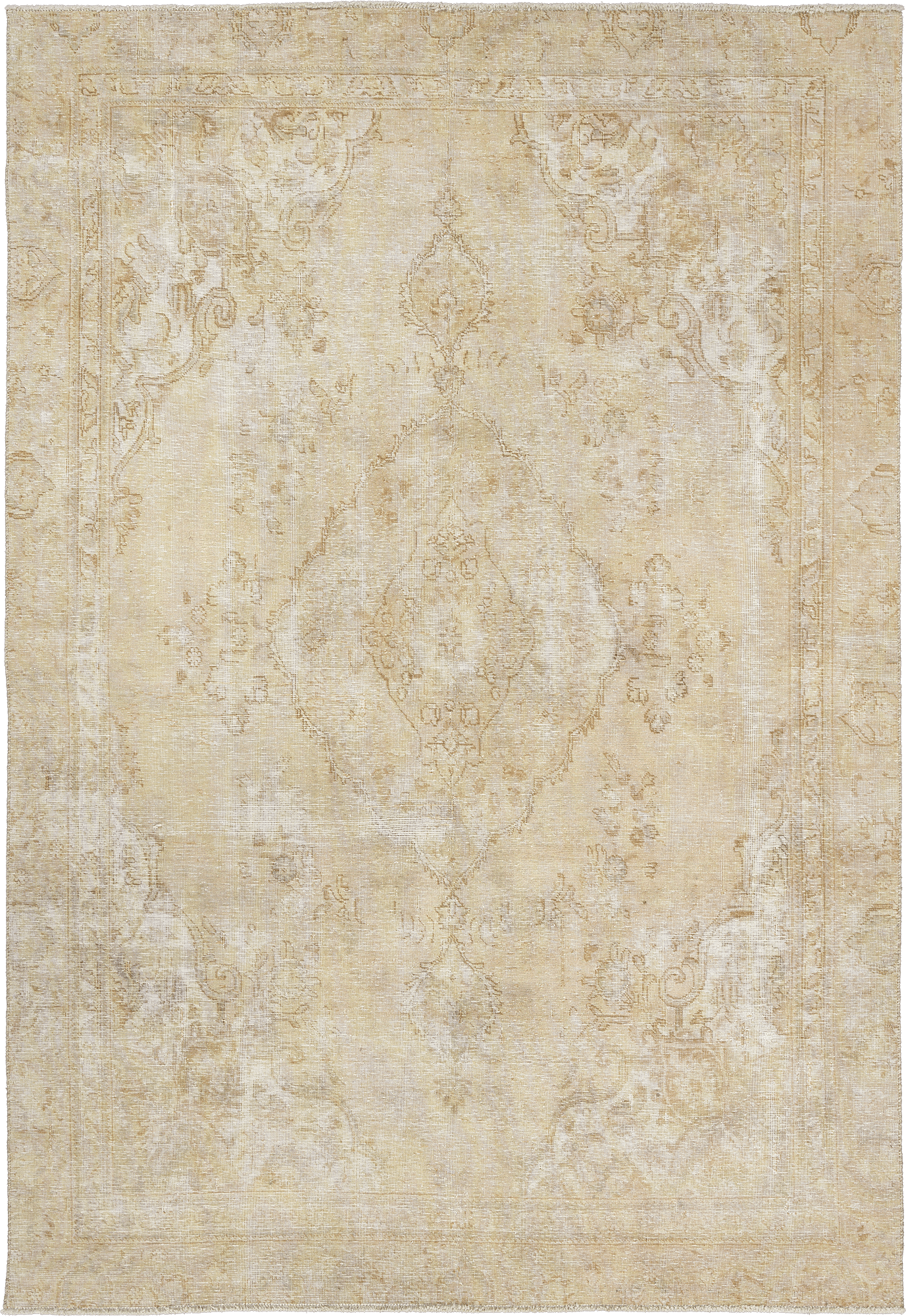 Modern Tabriz Rectangle Beige Rug 7×10 Wool-Cotton