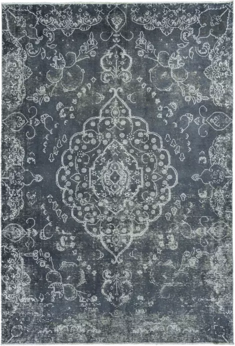 Colorful Vintage Tabriz Rectangle Blue Rug 7×10 Wool-Cotton