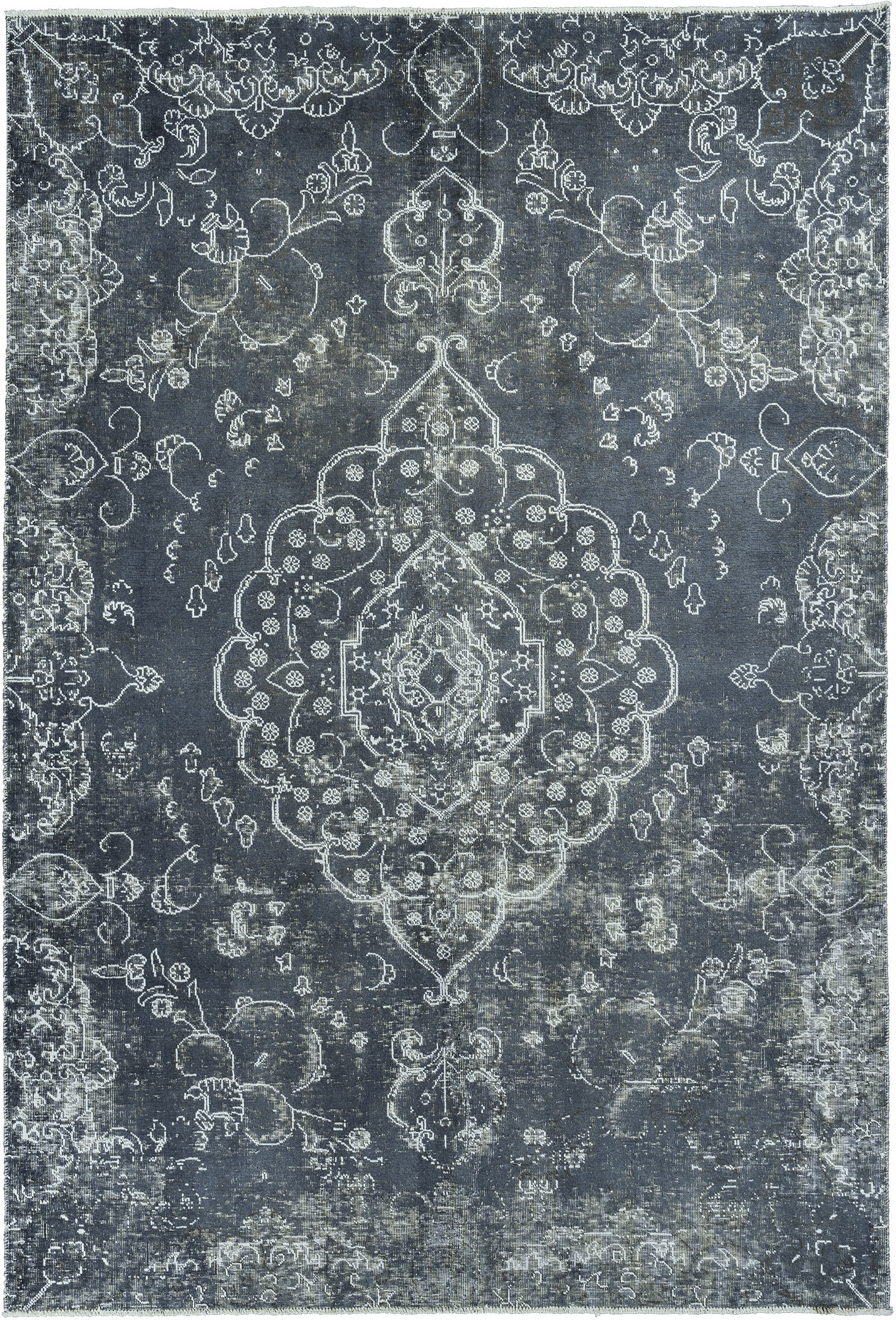 Colorful Vintage Tabriz Rectangle Blue Rug 7×10 Wool-Cotton