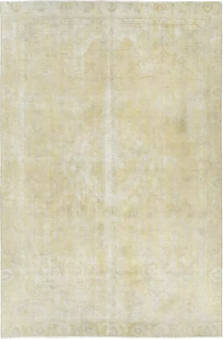 Modern Tabriz Rectangle Beige Rug 6×10 Wool-Cotton