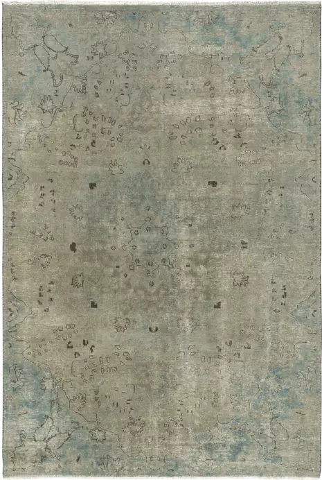 Modern Tabriz Rectangle Olive Rug 7×10 Wool-Cotton