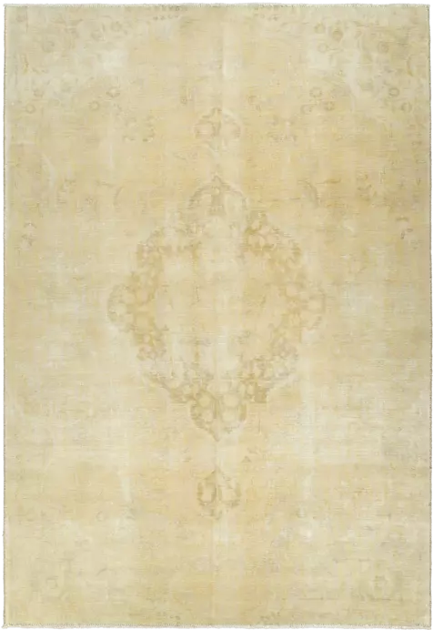 Modern Tabriz Rectangle Beige Rug 7×10 Wool-Cotton