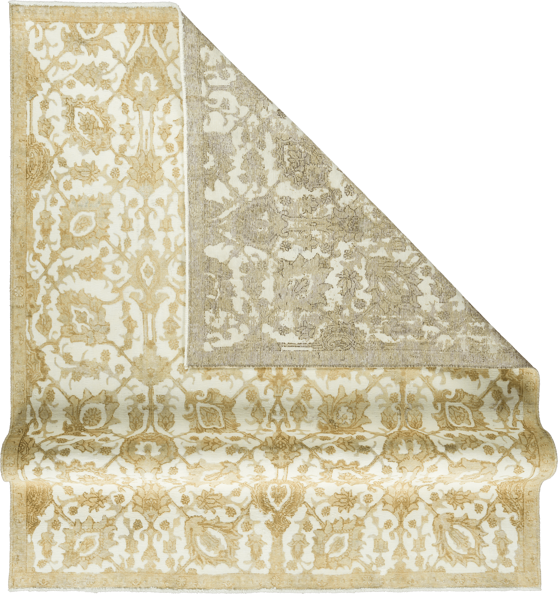 Modern Tabriz Square White Beige Rug 7×9 Wool-Cotton