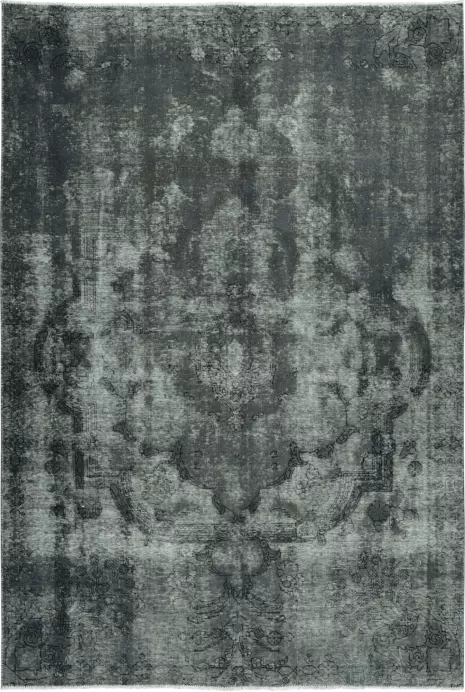 Colorful Vintage Tabriz Rectangle Grey Rug 7×10 Wool-Cotton