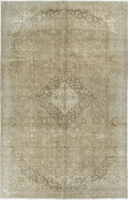 Modern Kashan Rectangle Brown Rug 7×10 Wool-Cotton