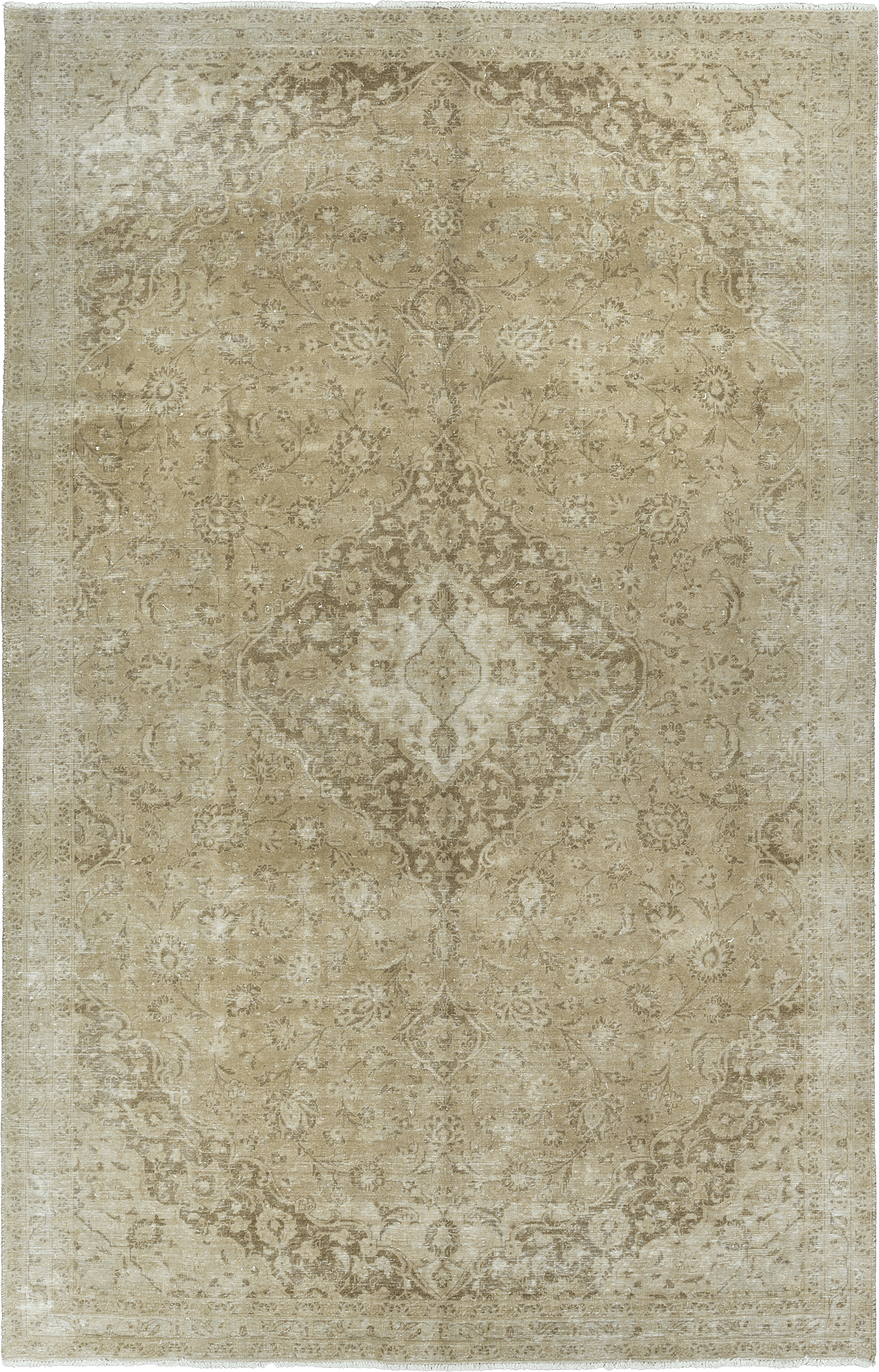 Modern Kashan Rectangle Brown Rug 7×10 Wool-Cotton