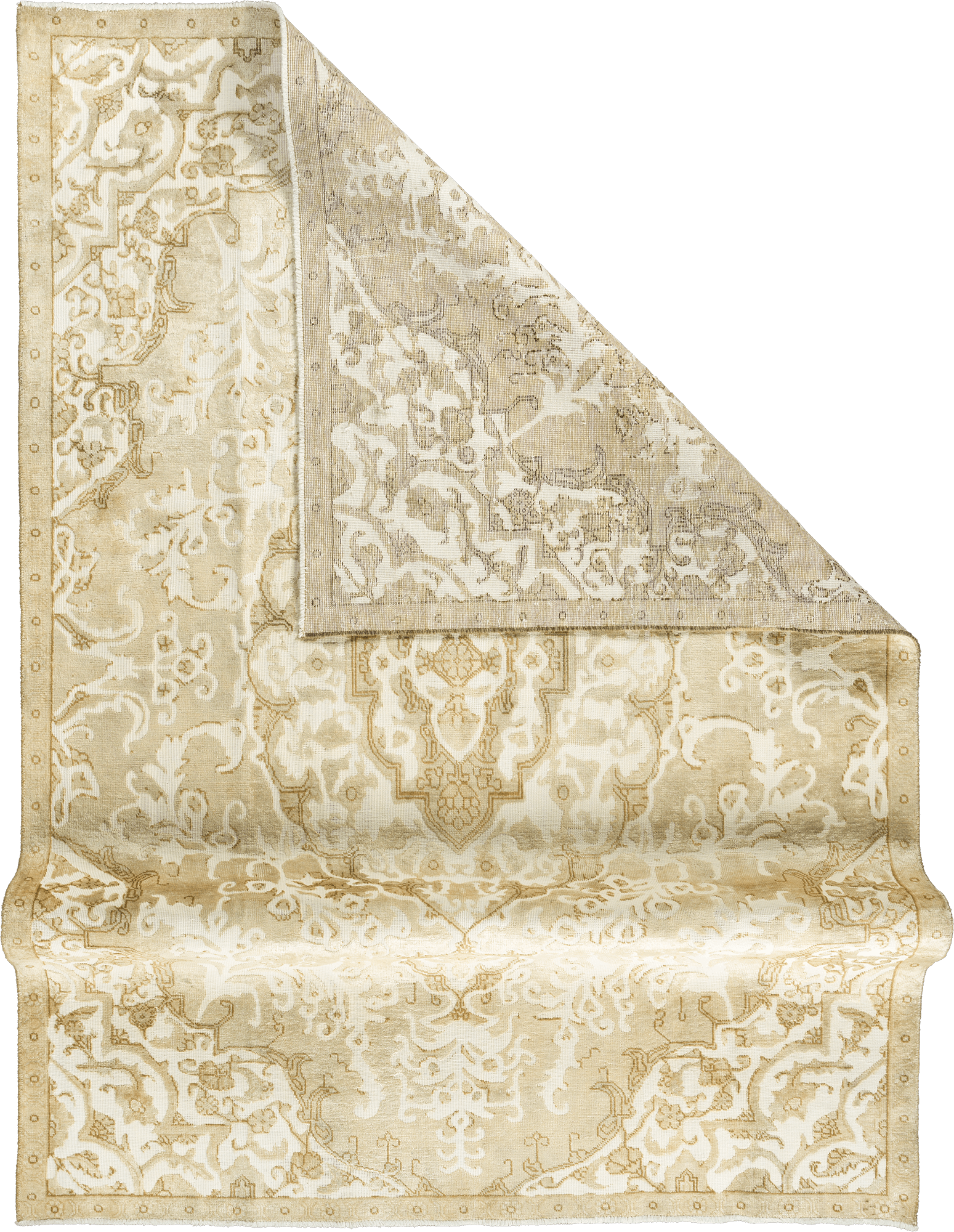 Modern Tabriz Rectangle Beige Rug 7×10 Wool-Cotton