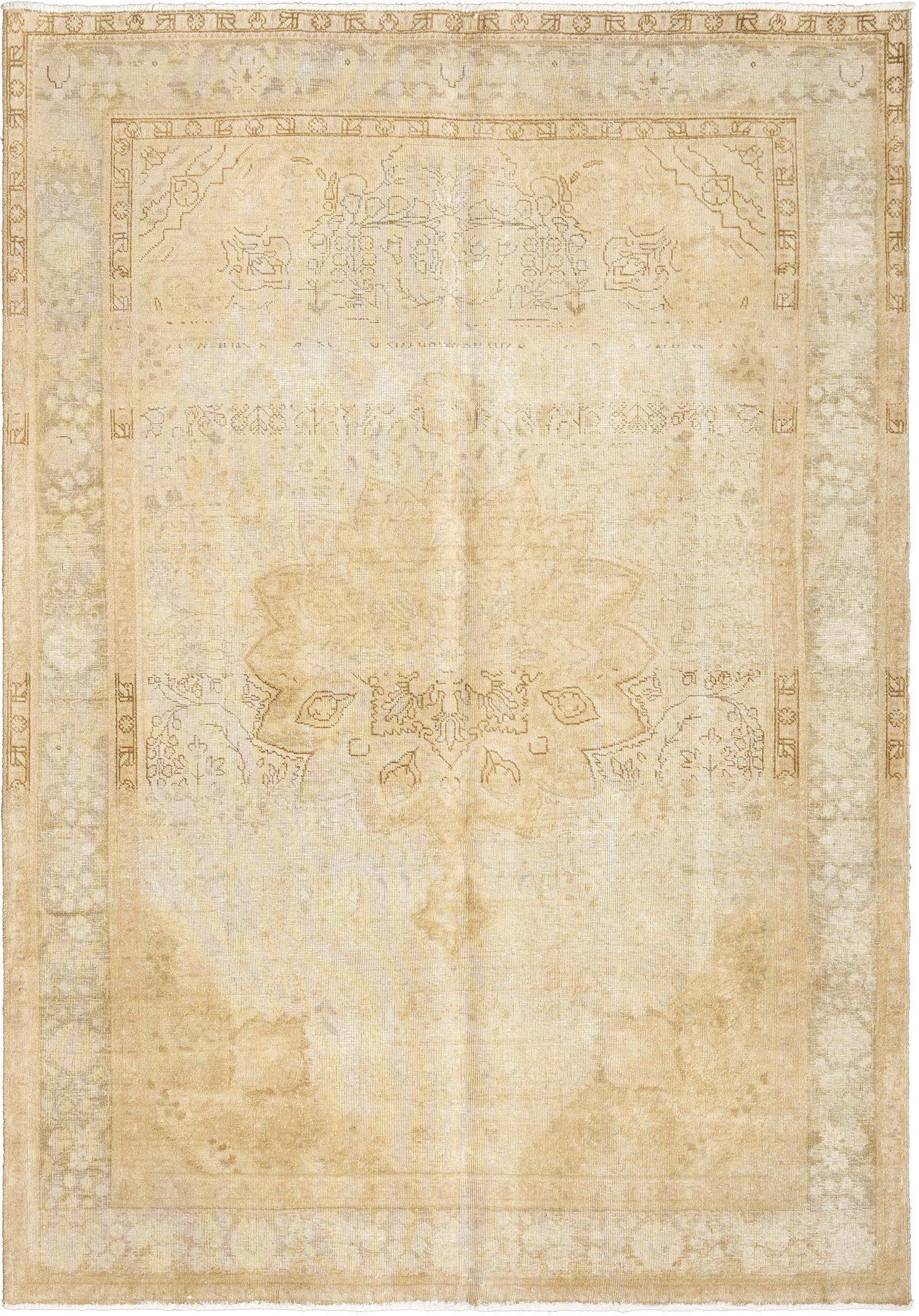 Modern Tabriz Rectangle Beige Rug 7×10 Wool-Cotton