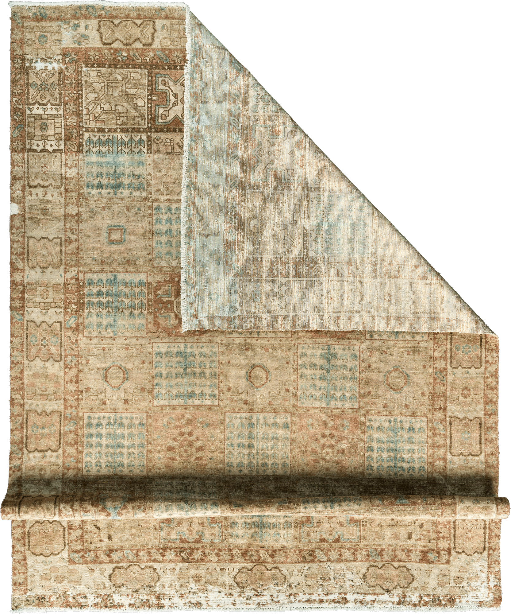 Modern Bakhtiari Rectangle Beige Rug 7×10 Wool-Cotton