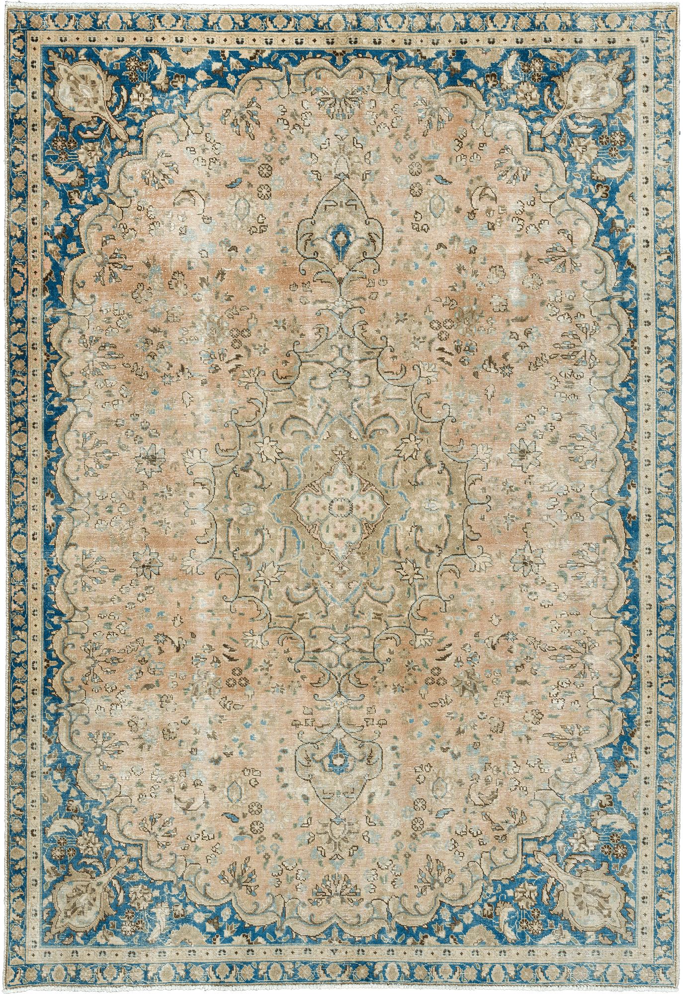 Modern Tabriz Rectangle Pink Rug 7×10 Wool-Cotton