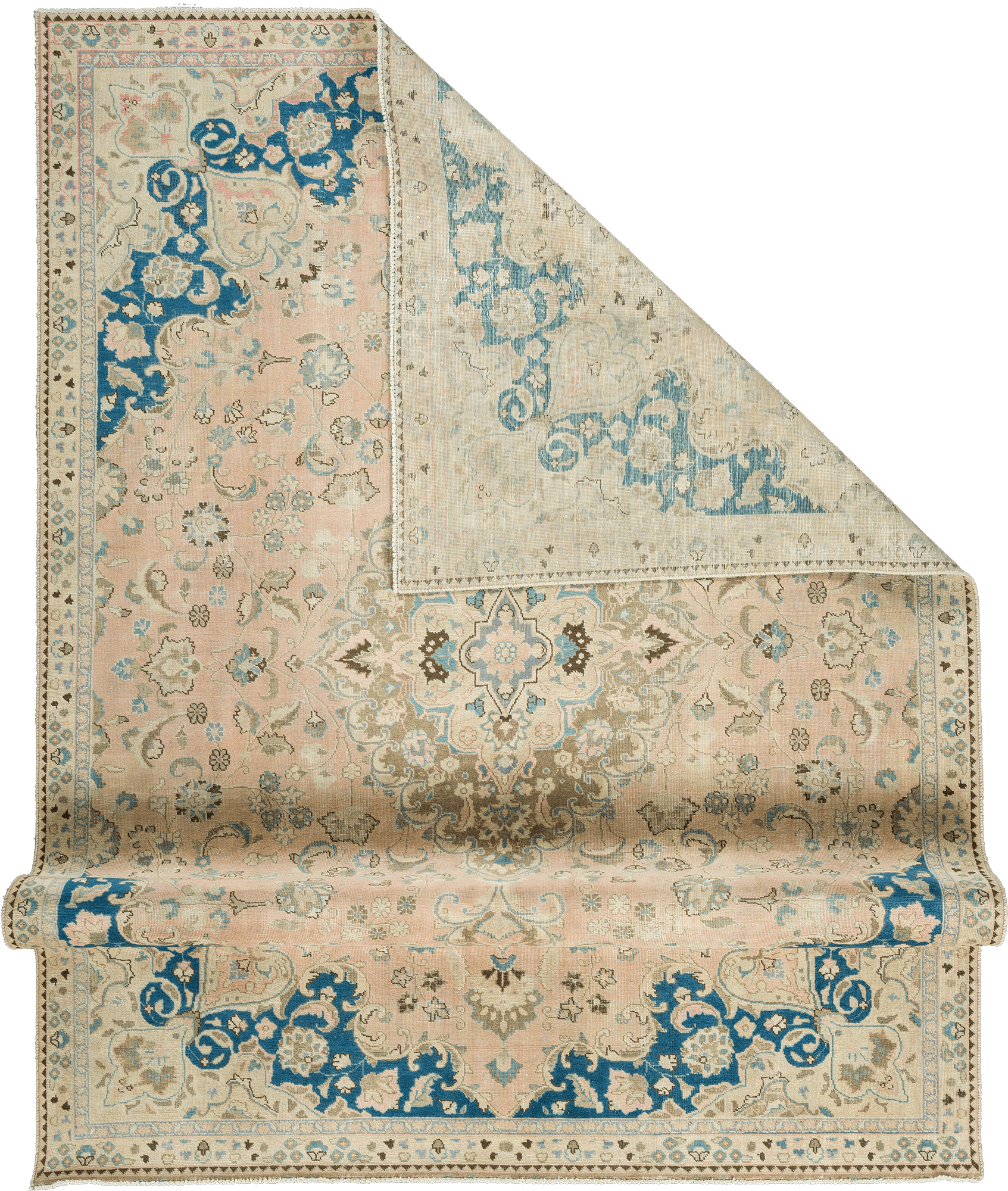 Modern Tabriz Rectangle Beige Rug 7×10 Wool-Cotton