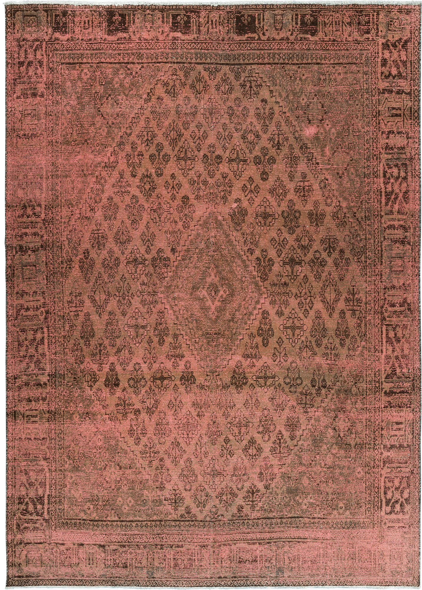 Colorful Vintage Josheqan Rectangle Pink Rug 8×11 Wool-Cotton