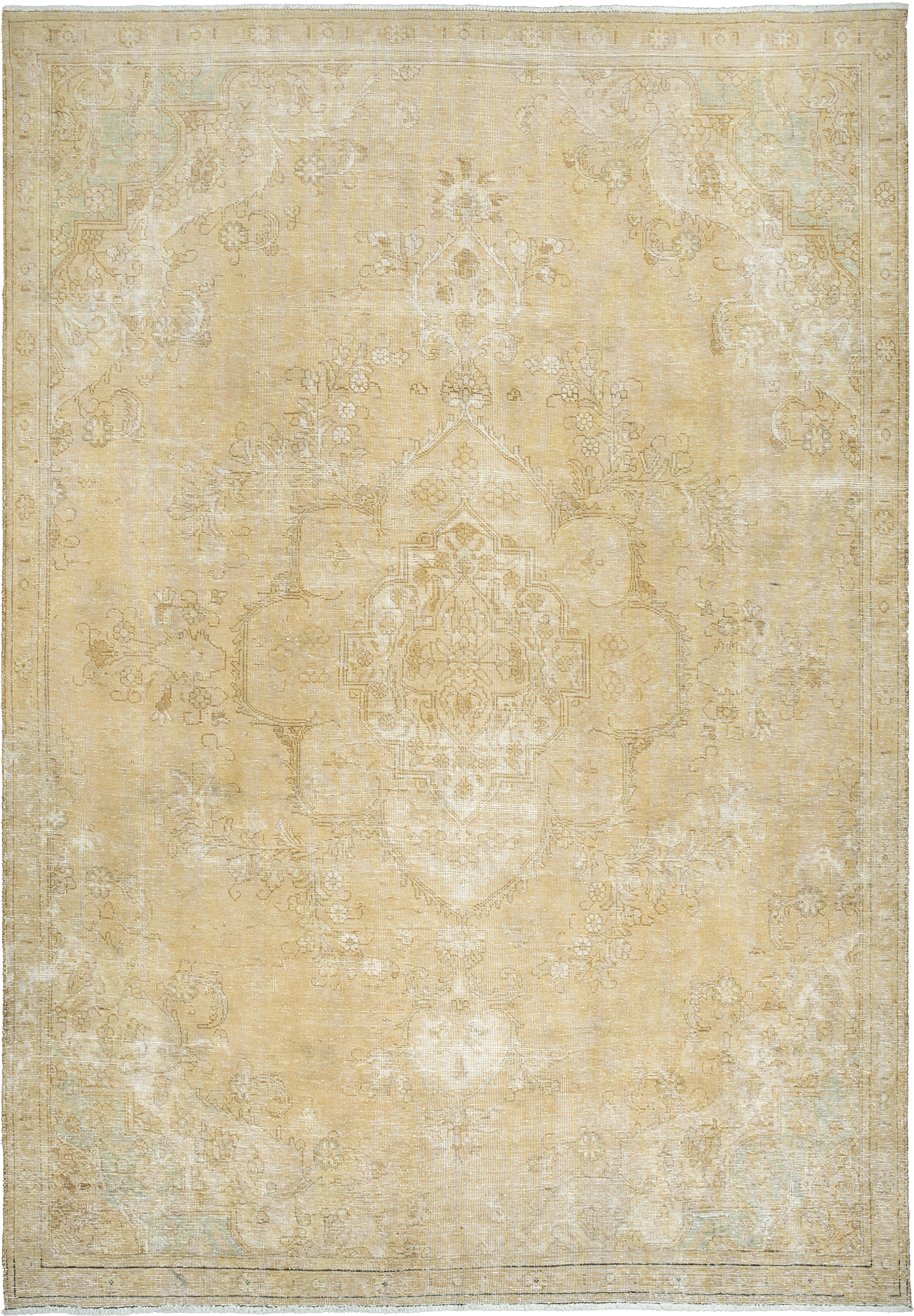 Modern Tabriz Rectangle Beige Rug 7×11 Wool-Cotton