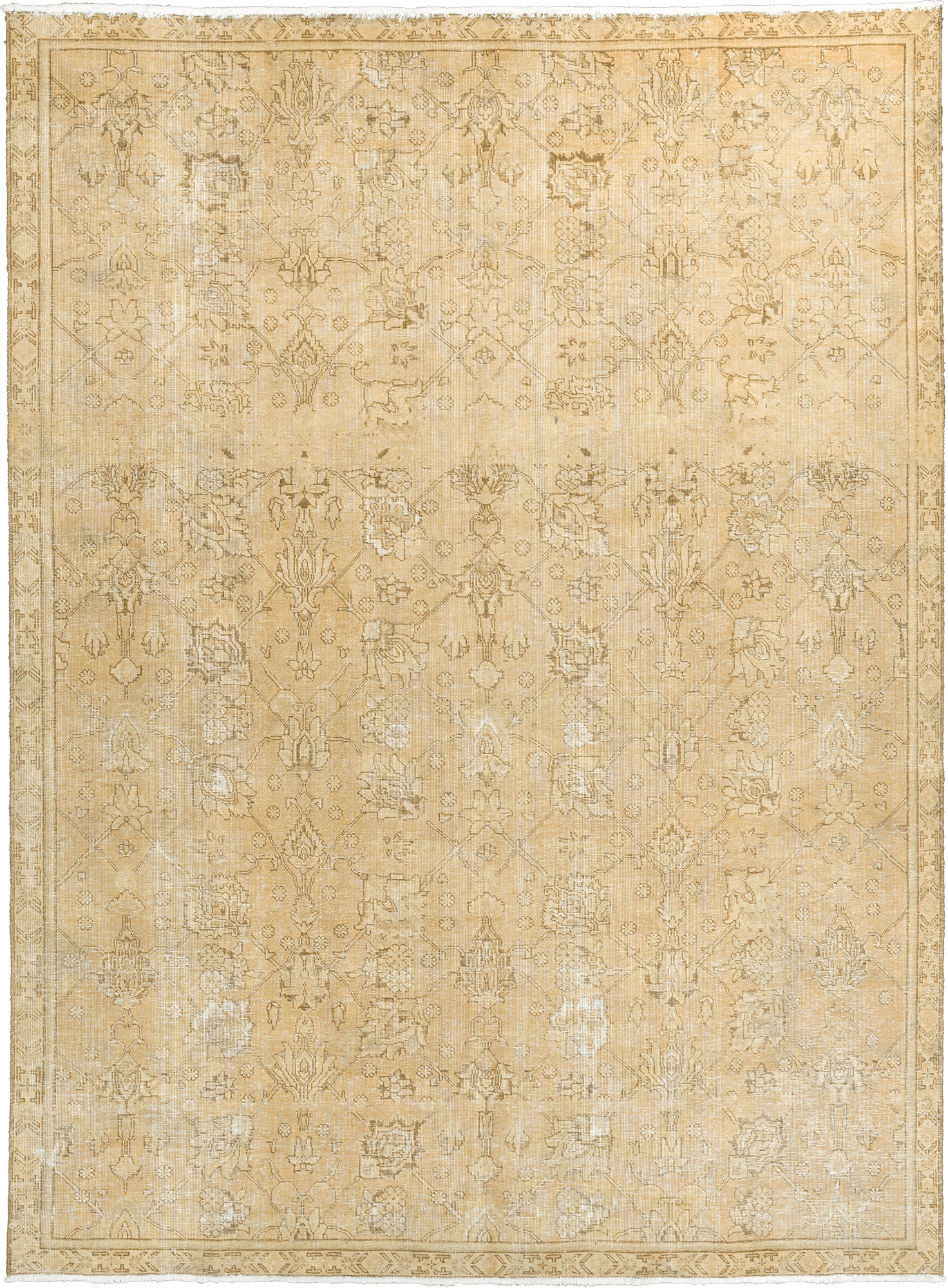 Modern Tabriz Rectangle Beige Rug 8×10 Wool-Cotton