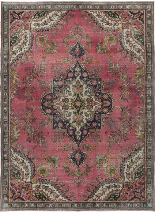 Patina Tabriz Rectangle Pink Rug 8×10 Wool-Cotton