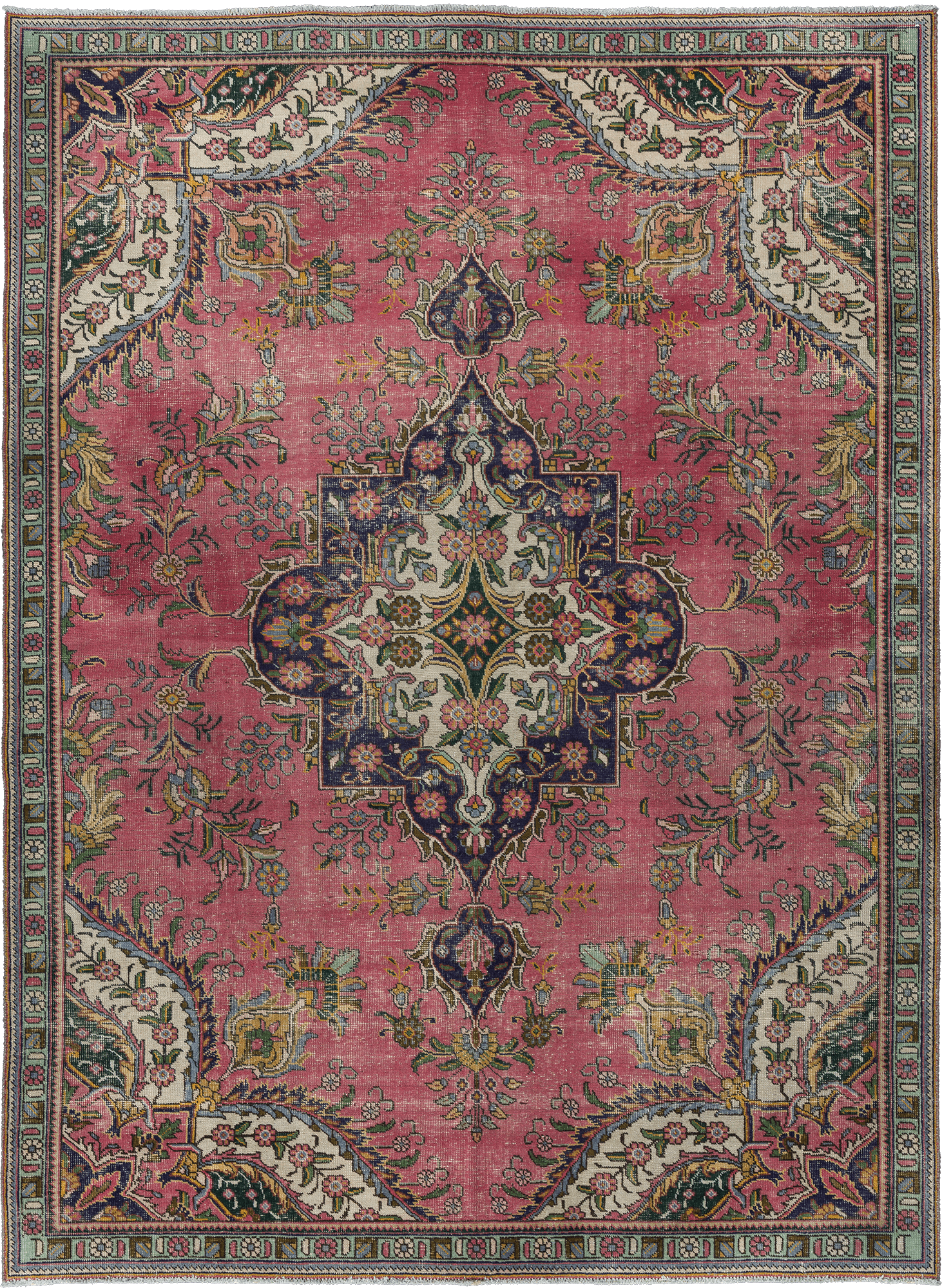 Patina Tabriz Rectangle Pink Rug 8×10 Wool-Cotton