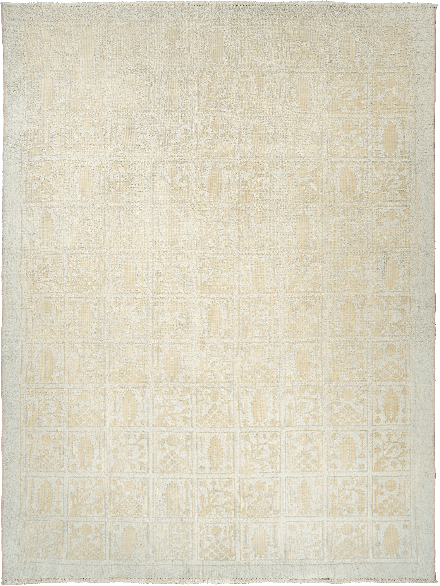Modern Bakhtiari Rectangle Beige Rug 8×10 Wool-Cotton
