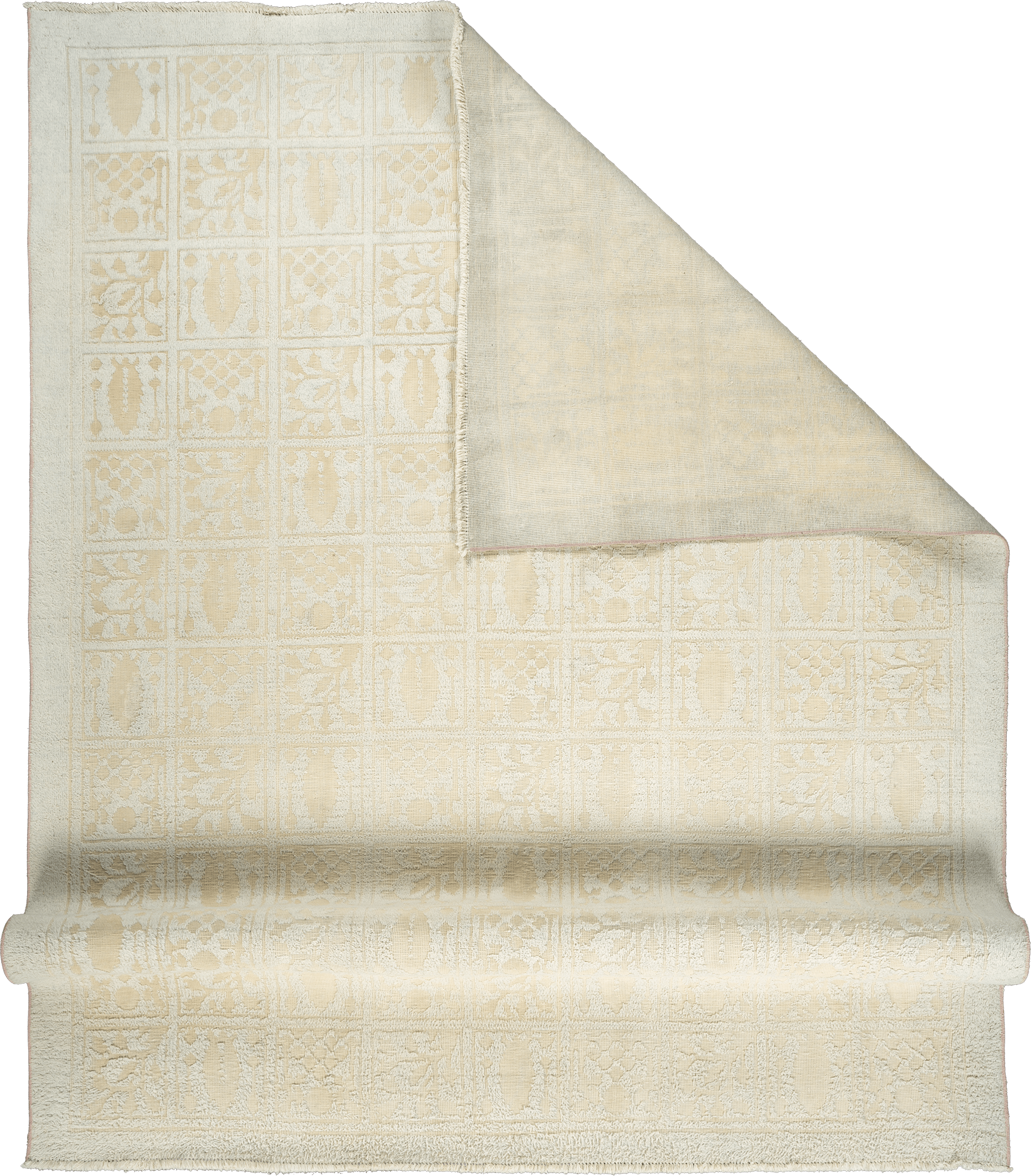 Modern Bakhtiari Rectangle Beige Rug 8×10 Wool-Cotton