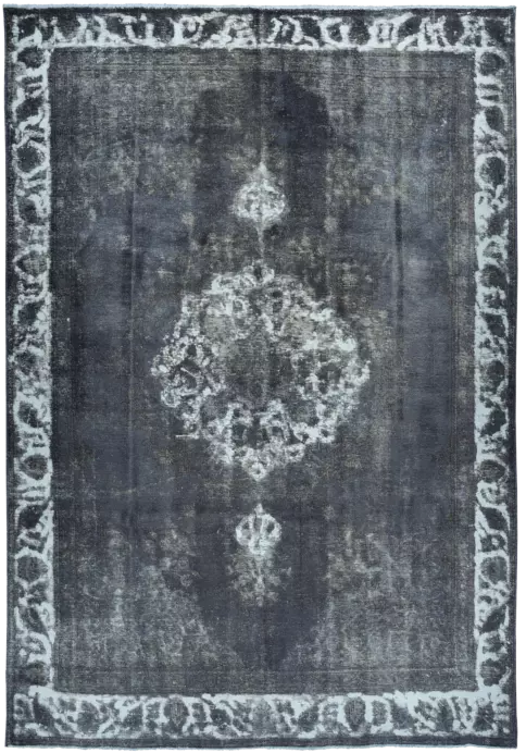 Colorful Vintage Tabriz Rectangle Grey Rug 7×11 Wool-Cotton