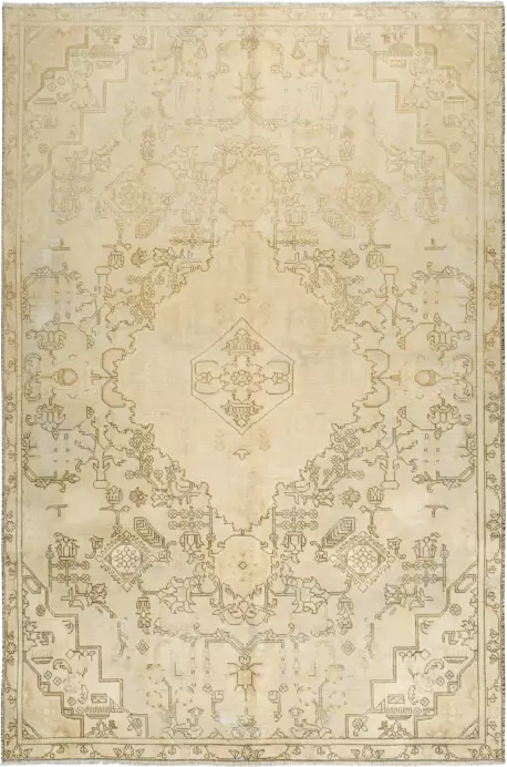 Modern Heriz Rectangle Beige Rug 6×9 Wool-Cotton