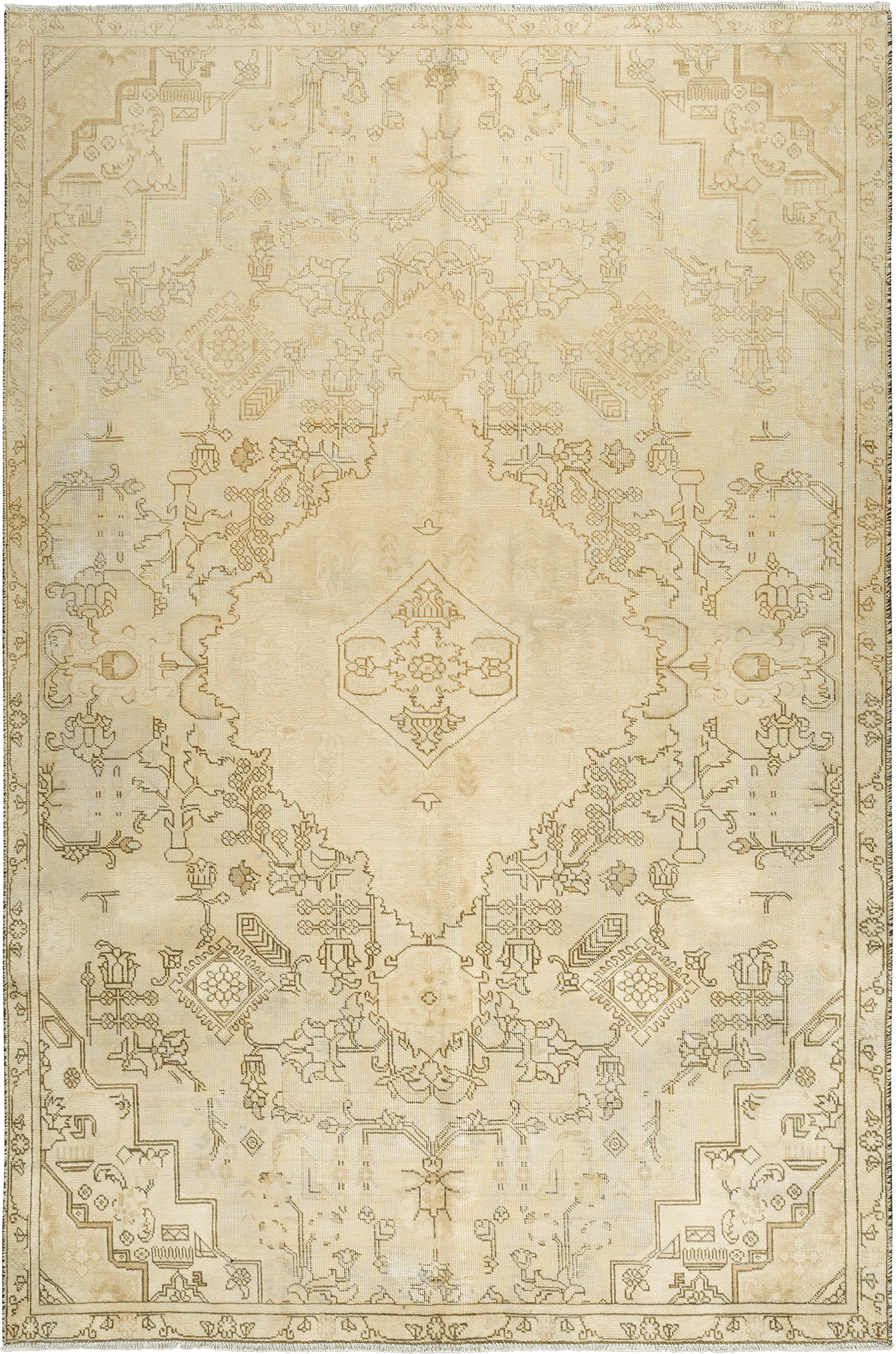 Modern Heriz Rectangle Beige Rug 6×9 Wool-Cotton