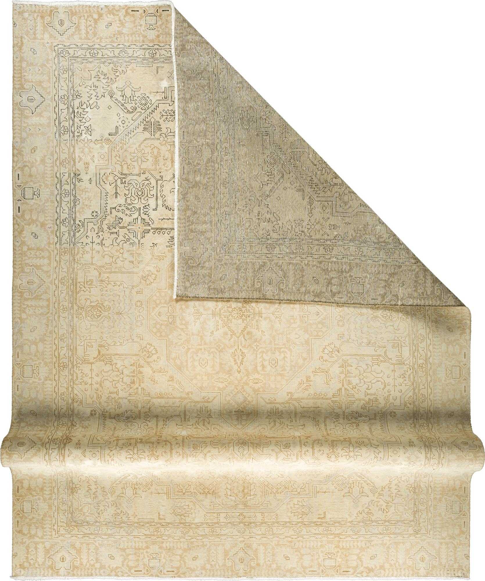 Modern Heriz Rectangle Beige Rug 9×12 Wool-Cotton