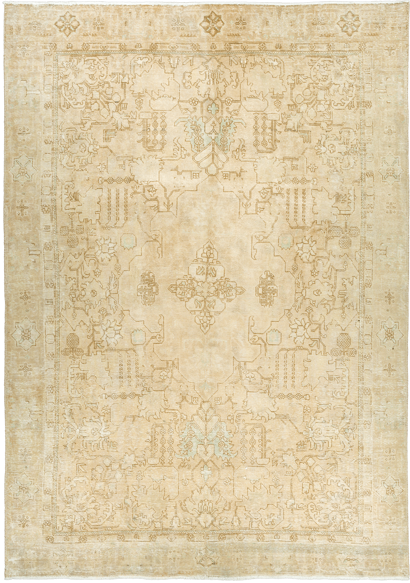 Modern Tabriz Rectangle Beige Rug 9×12 Wool-Cotton