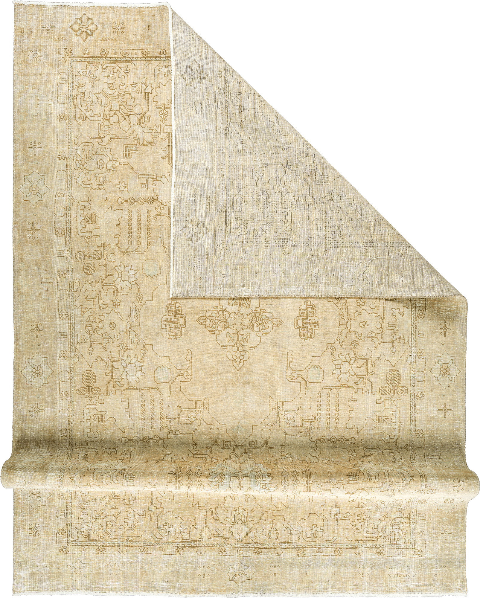 Modern Tabriz Rectangle Beige Rug 9×12 Wool-Cotton
