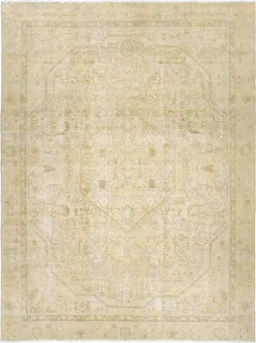Modern Heriz Rectangle Beige Rug 9×12 Wool-Cotton