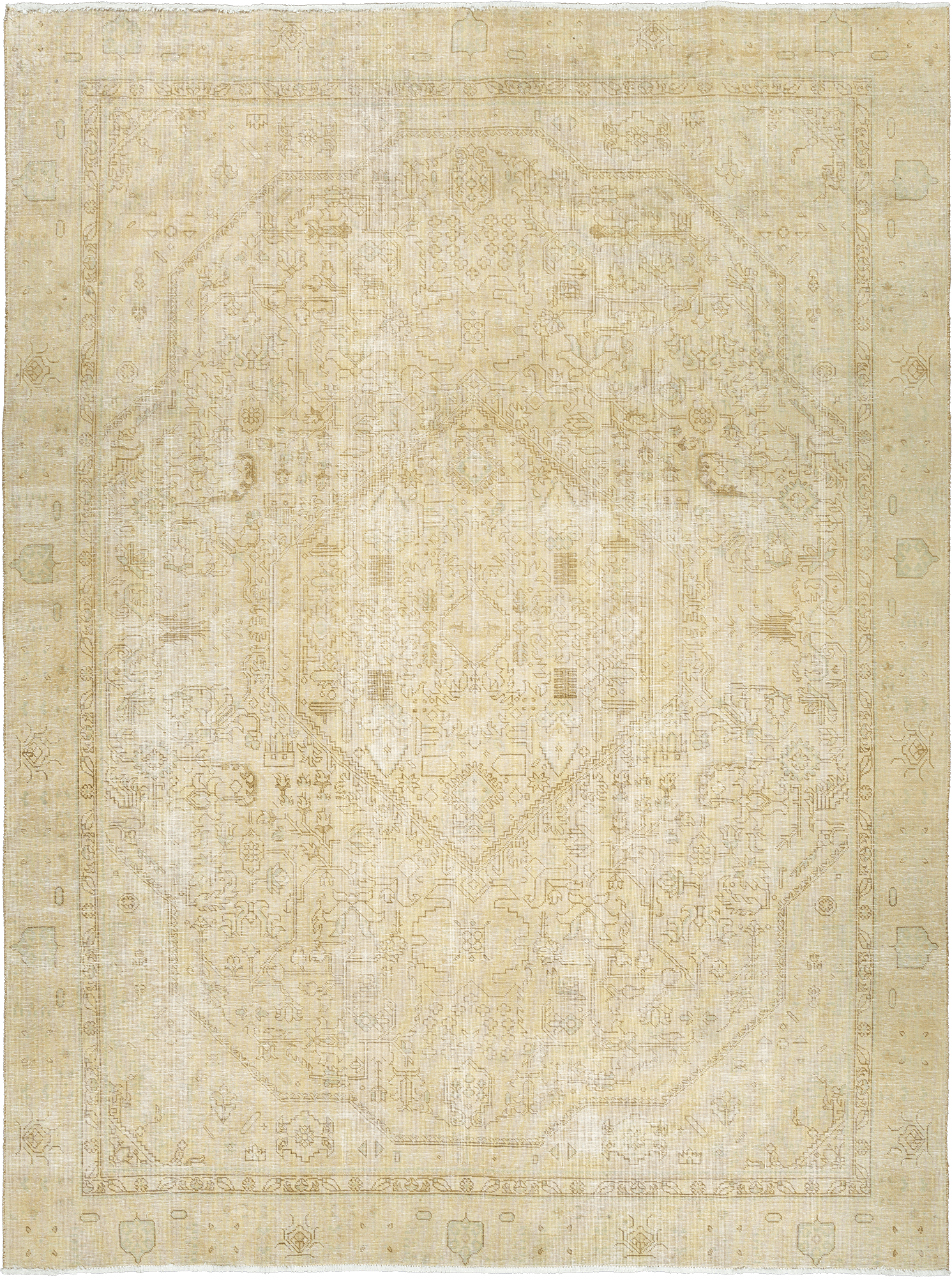 Modern Heriz Rectangle Beige Rug 9×12 Wool-Cotton