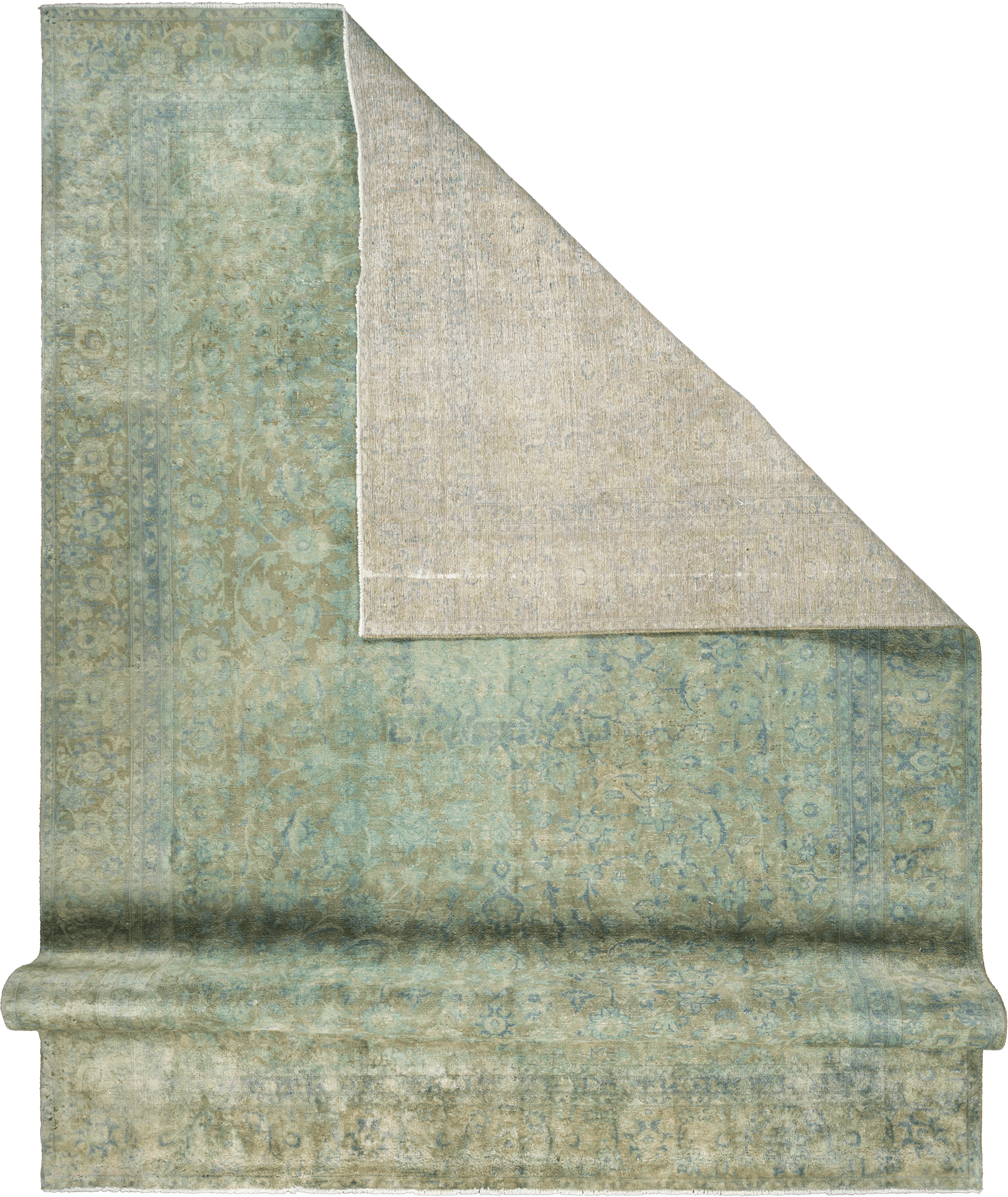 Modern Kashan Rectangle Olive Rug 9×13 Wool-Cotton