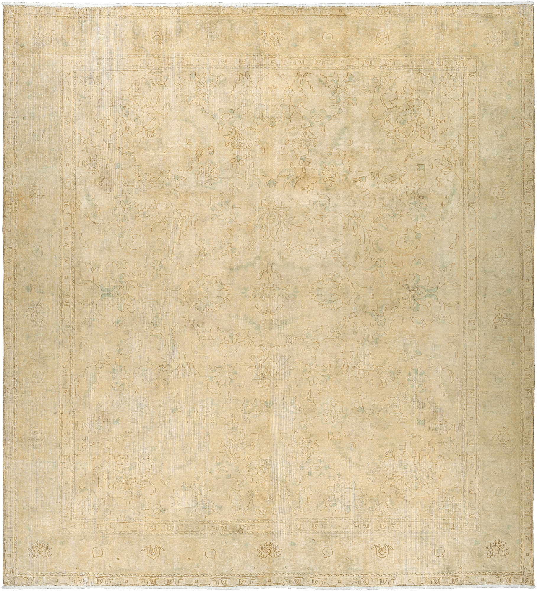 Modern Tabriz Square Beige Rug 10×11 Wool-Cotton