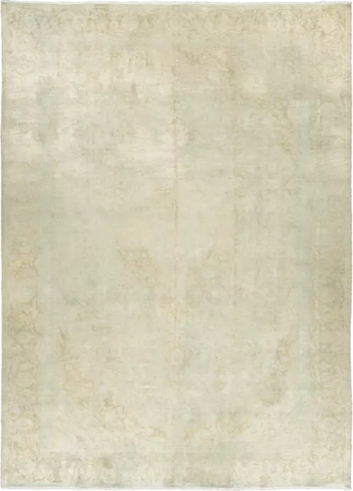 Modern Kashan Rectangle White Beige Rug 9×12 Wool-Cotton
