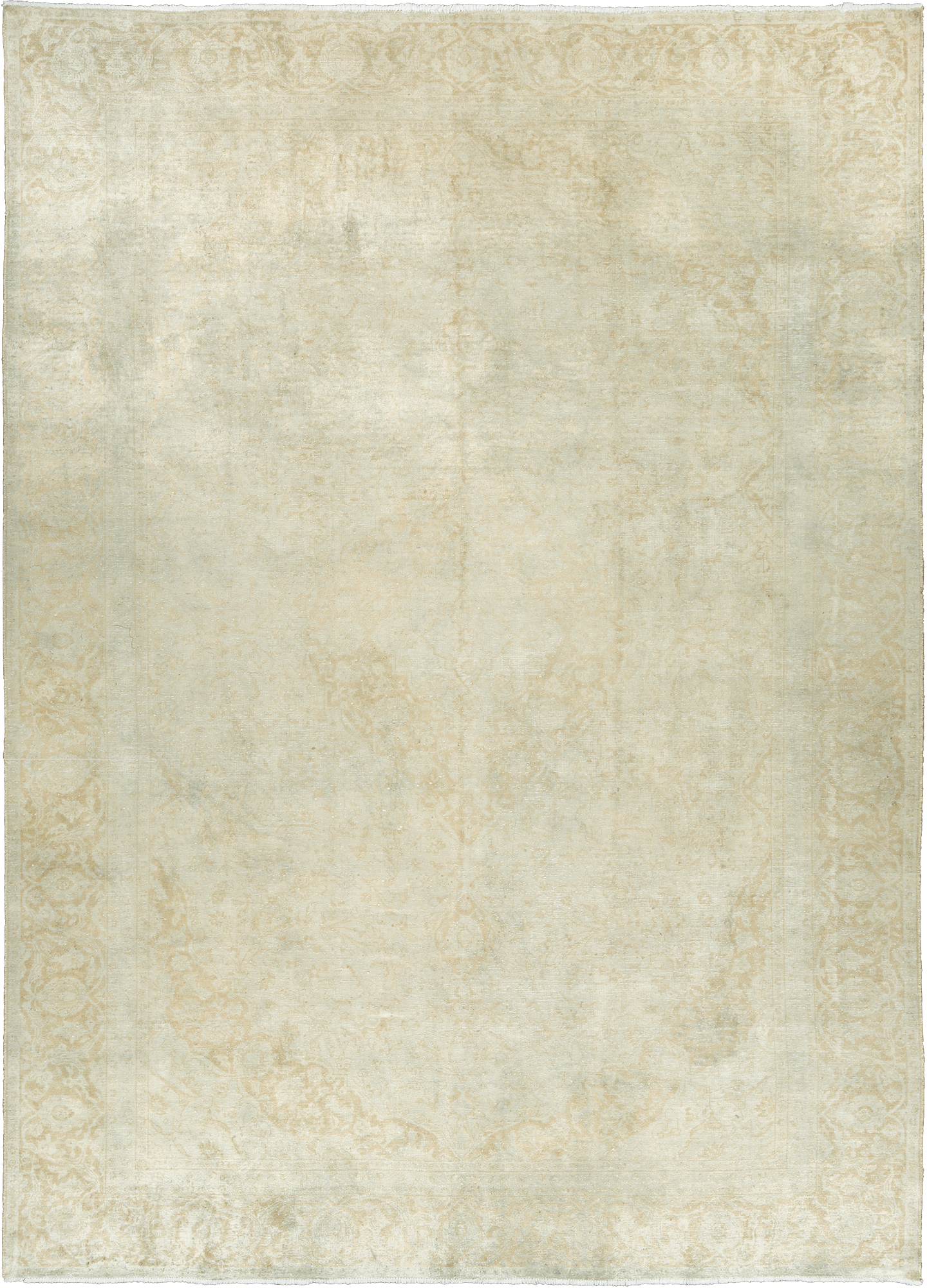 Modern Kashan Rectangle White Beige Rug 9×12 Wool-Cotton