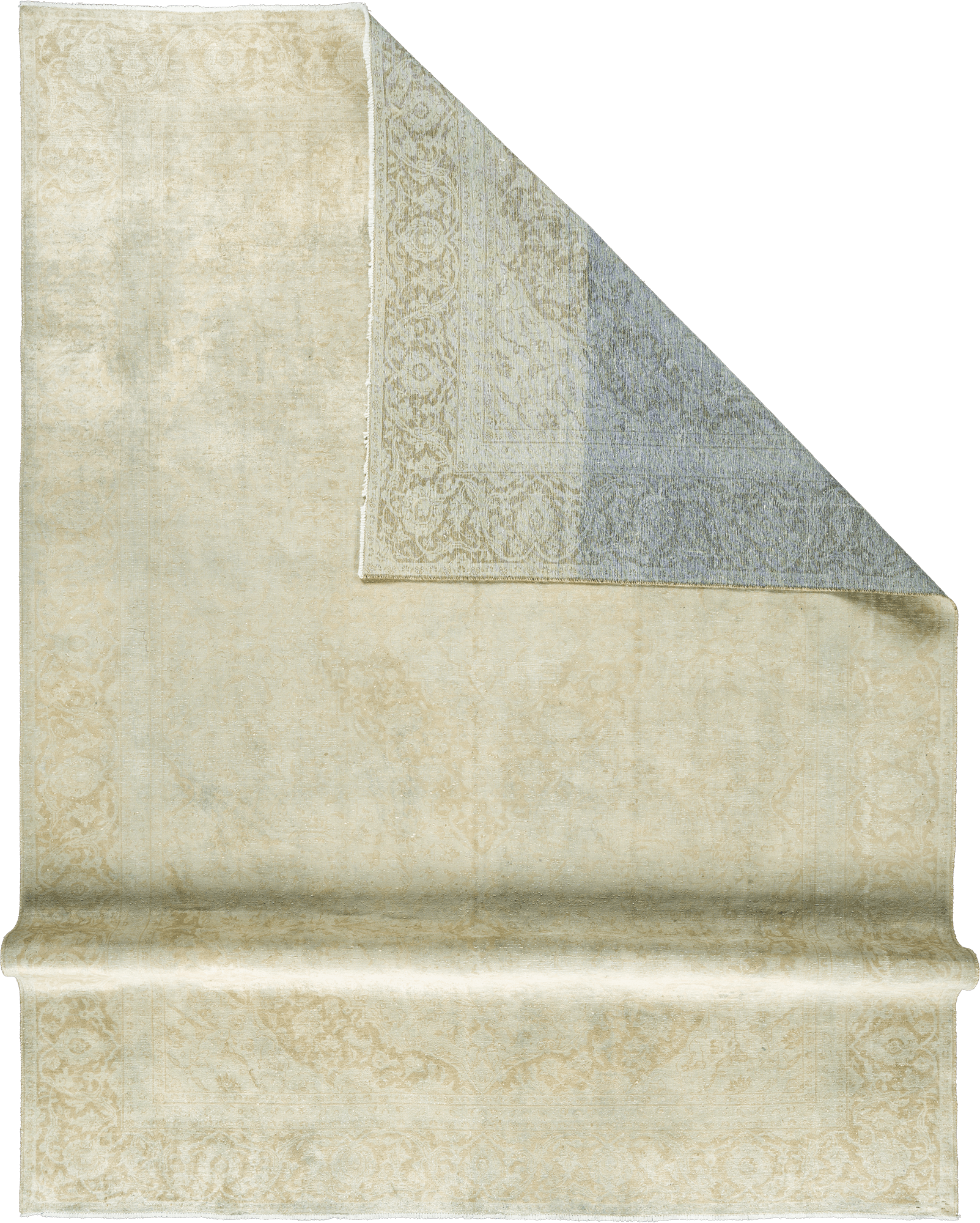 Modern Kashan Rectangle White Beige Rug 9×12 Wool-Cotton