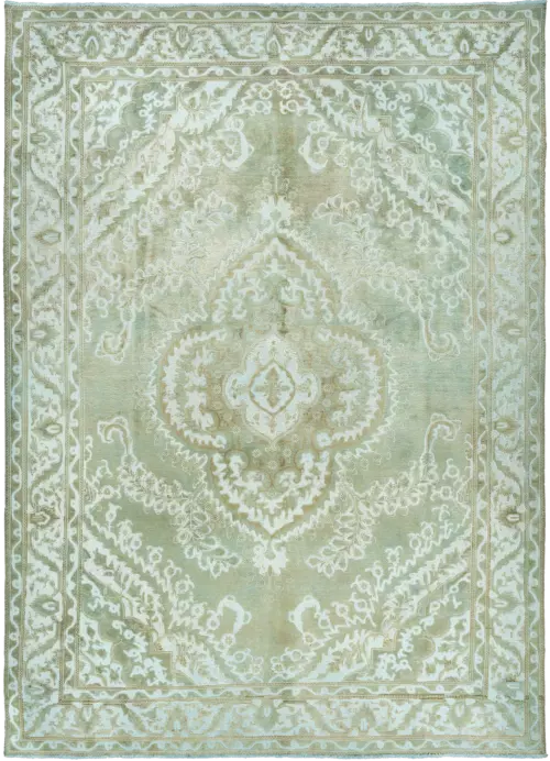 Colorful Vintage Tabriz Rectangle Turquoise Rug 10×13 Wool-Cotton