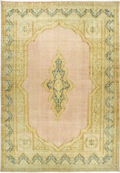 Modern Kerman Rectangle Pink Rug 9×13 Wool-Cotton