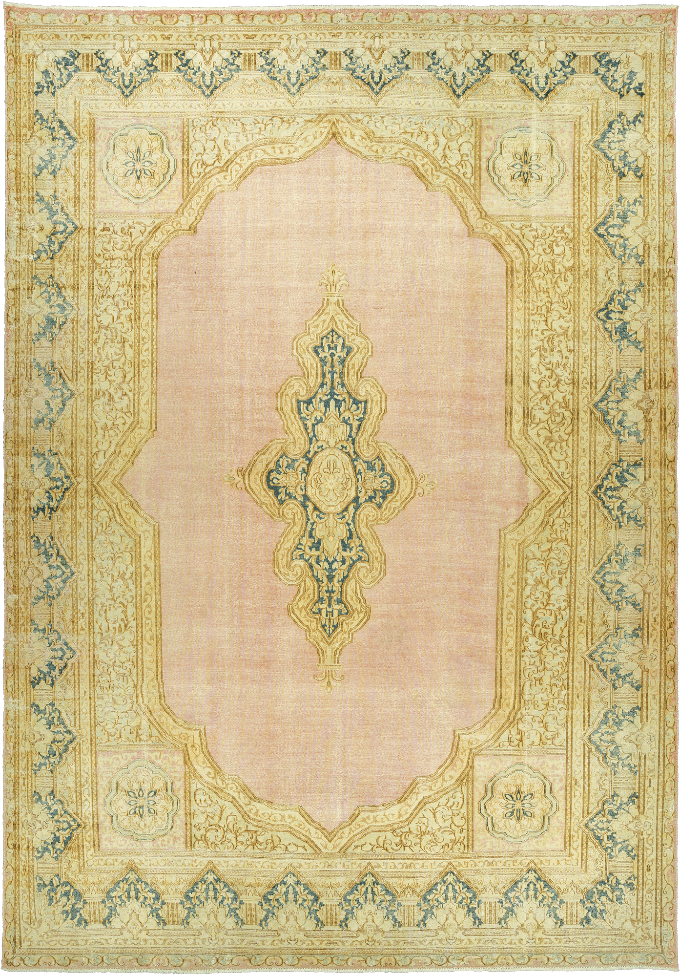 Modern Kerman Rectangle Pink Rug 9×13 Wool-Cotton