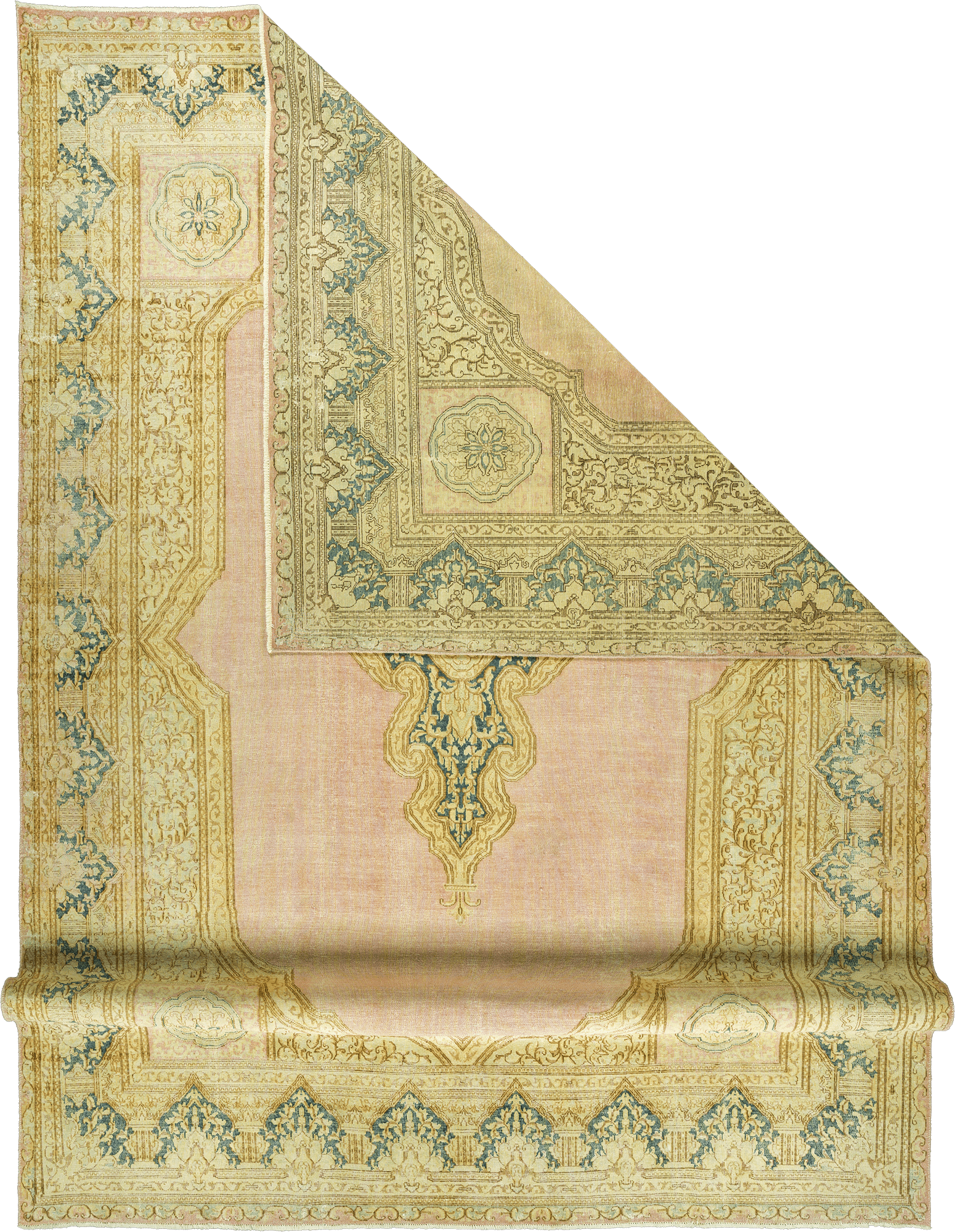 Modern Kerman Rectangle Pink Rug 9×13 Wool-Cotton